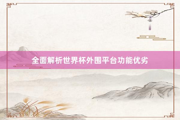 全面解析世界杯外围平台功能优劣