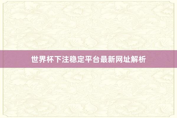 世界杯下注稳定平台最新网址解析